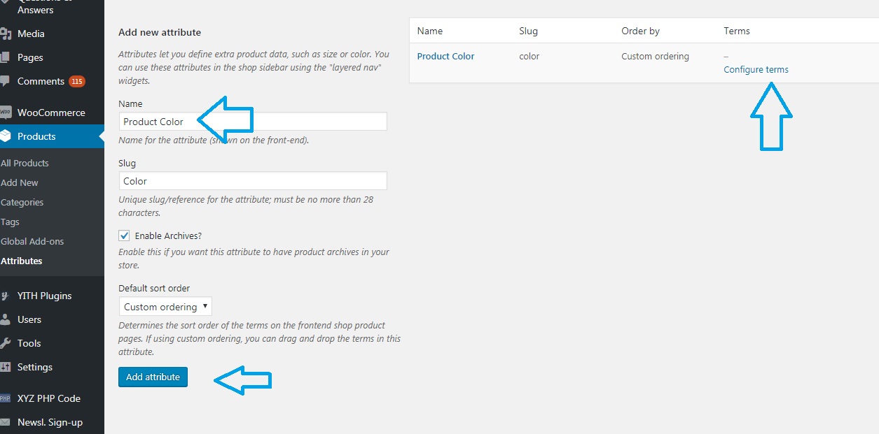 Add product attributes