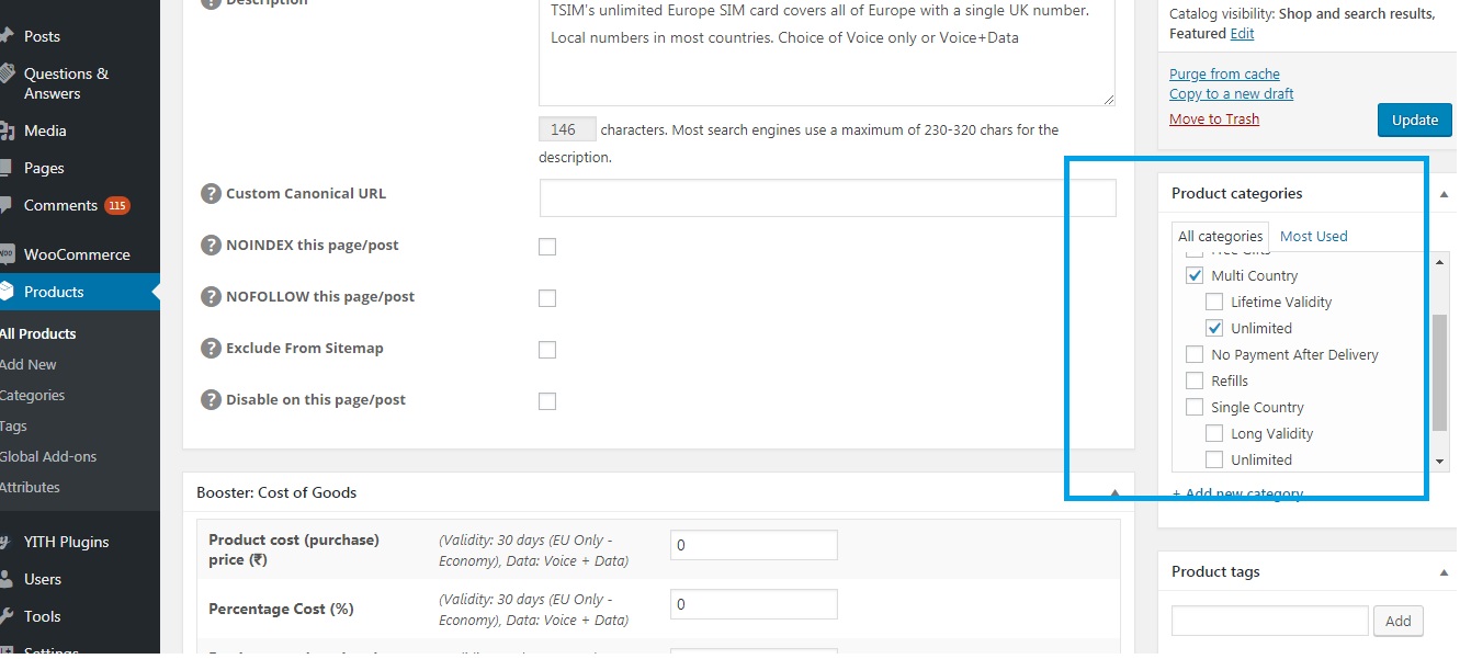 Adding a product to a category