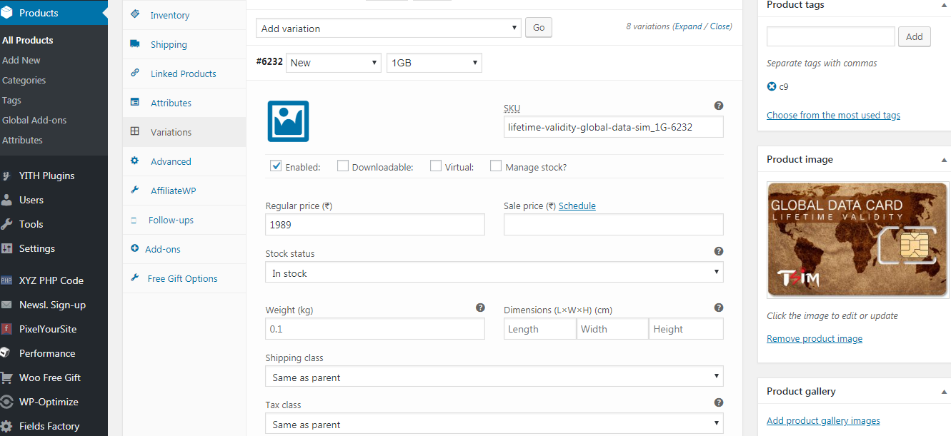 Adding details to each varition