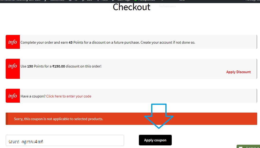 Applying a coupon code