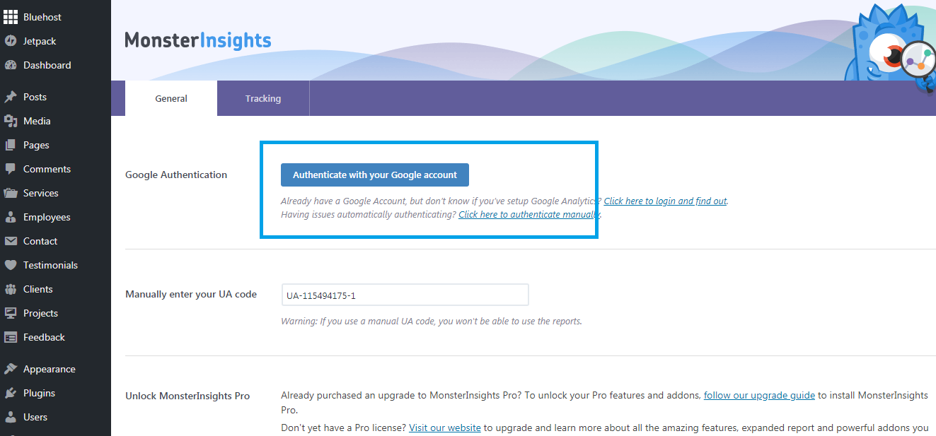 Authenticate with Google account