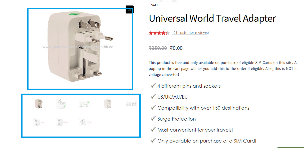 Displaying product images on the shop page