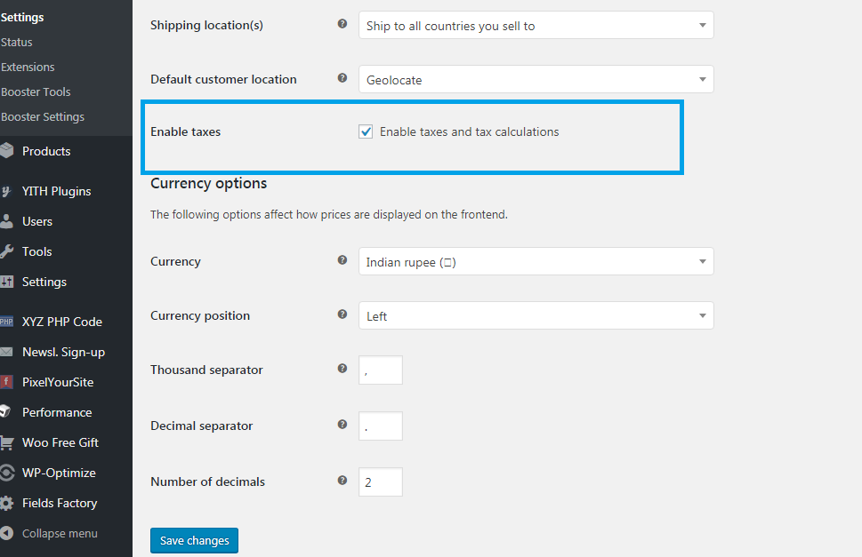 Enable tax calculations