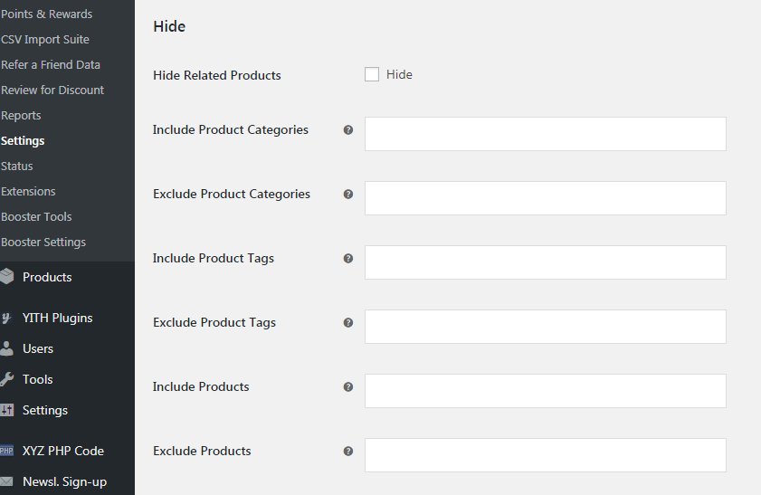 Hide related products