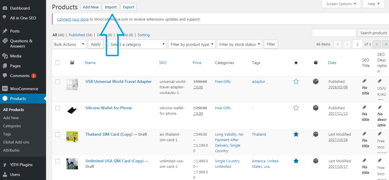 Import products