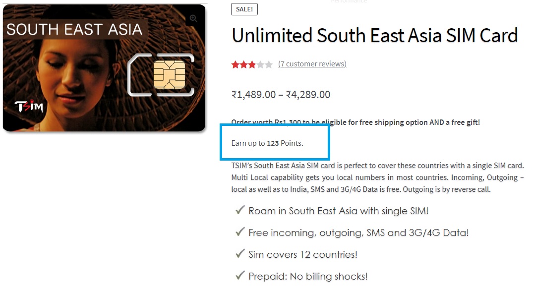 Points on the product page