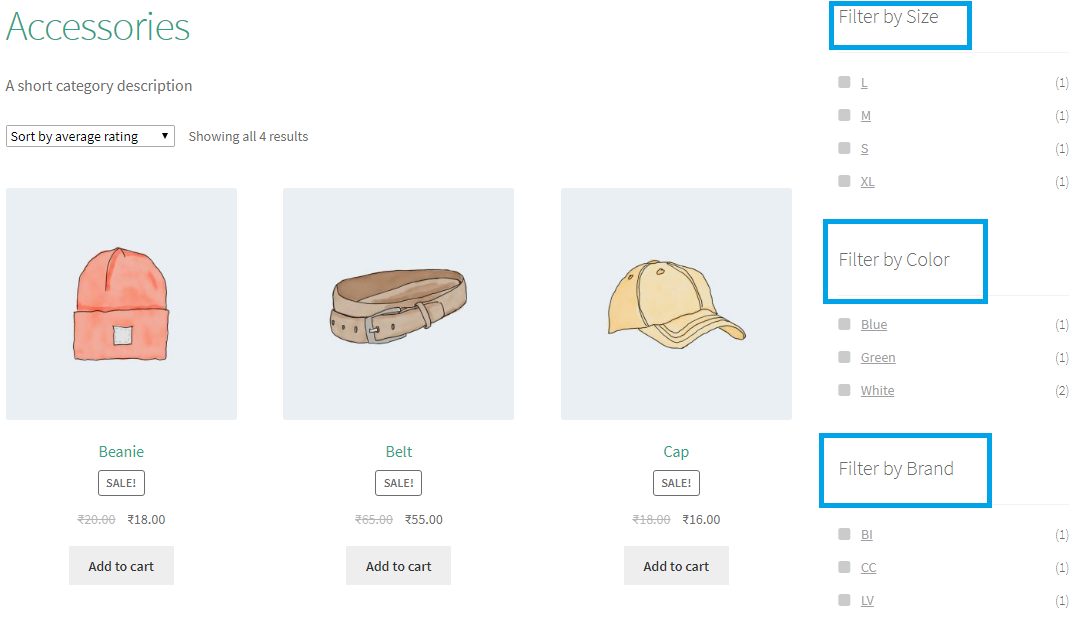 Product filter by attributes