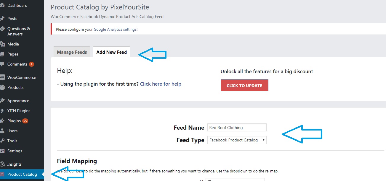 Add a new product feed