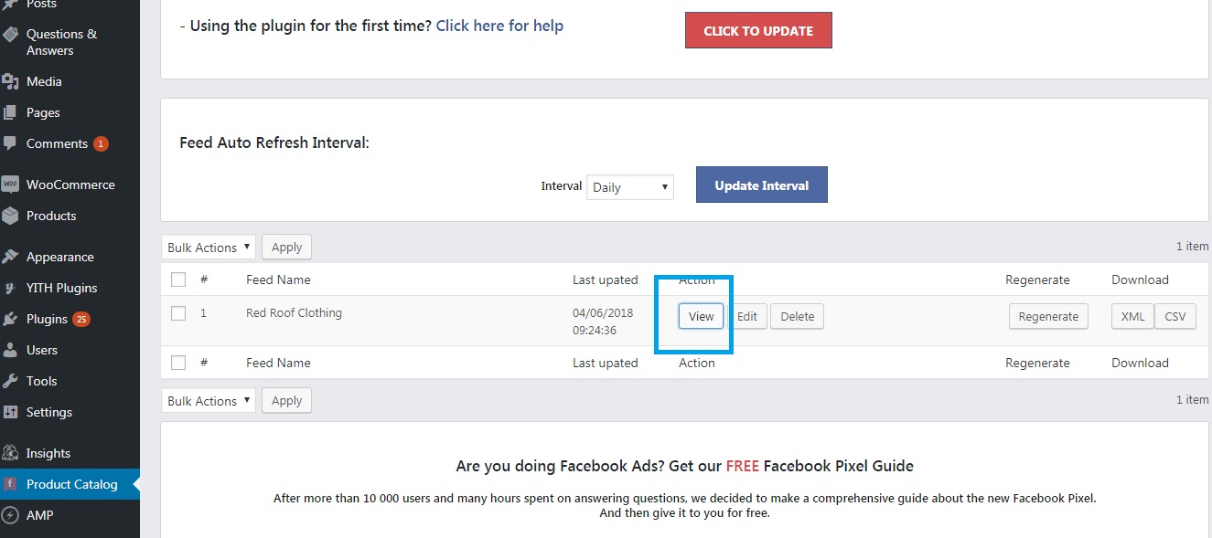 Generate product catalouge URL