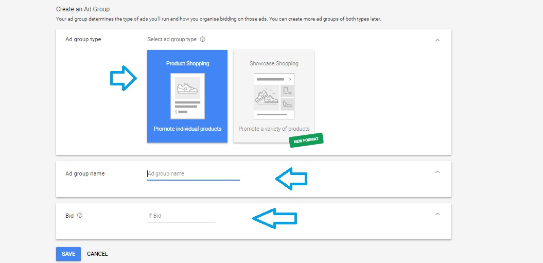 Creating an ad group in AdWords