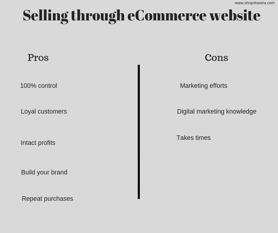 Selling through ecommerce website