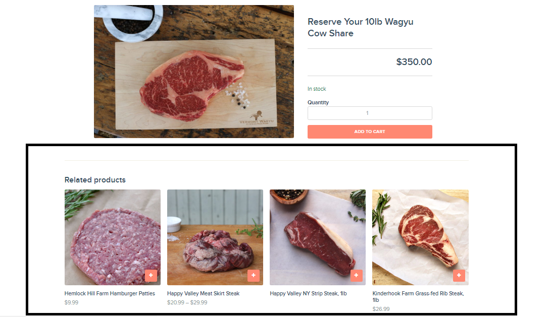 Related products on product page